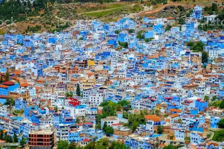 Beautiful aerial view of Tangier, showcasing the city's coastline, vibrant streets, and stunning architecture