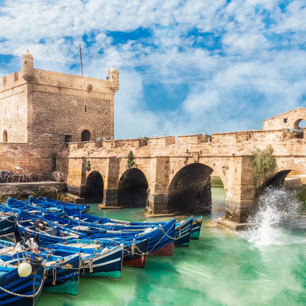 What to do in Morocco in May 4 A breathtaking view capturing the essence of a 15 Days from Marrakech to Essaouira, highlighting the contrast between the bustling streets of Marrakech and the serene coastal vibes of Essaouira