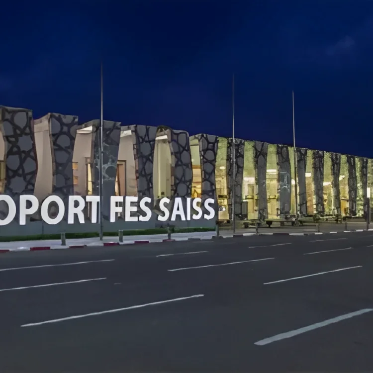 Airport Fès 1 Exterior view of Airport Fès–Saïs , the main international airport serving the city of Fez, Morocco.