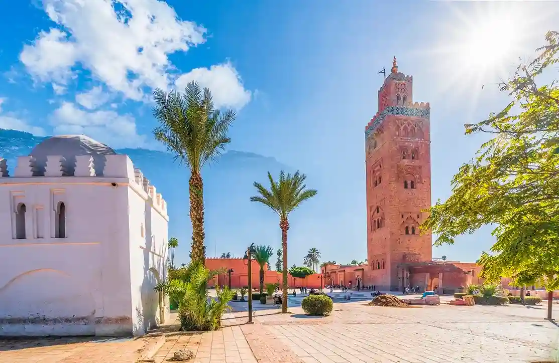 About Us 5 Discover the enchanting Koutoubia Mosque minaret at Marrakesh's Medina quarter. Immerse in Morocco's cultural richness with Let's Enjoy Morocco Tour Team.