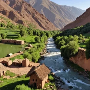Ultimate Guide to Trekking in Morocco Atlas Mountains 6 A scenic view of Ait Bougmez Valley with the majestic M'goun Massif in the background, showcasing the natural beauty of the Atlas Mountains in Morocco.
